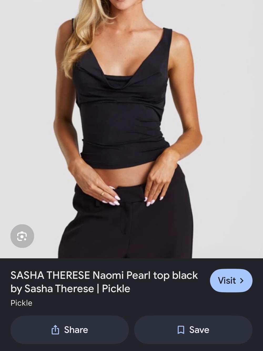 Sasha Therese Black Cowl Neck Tank Top